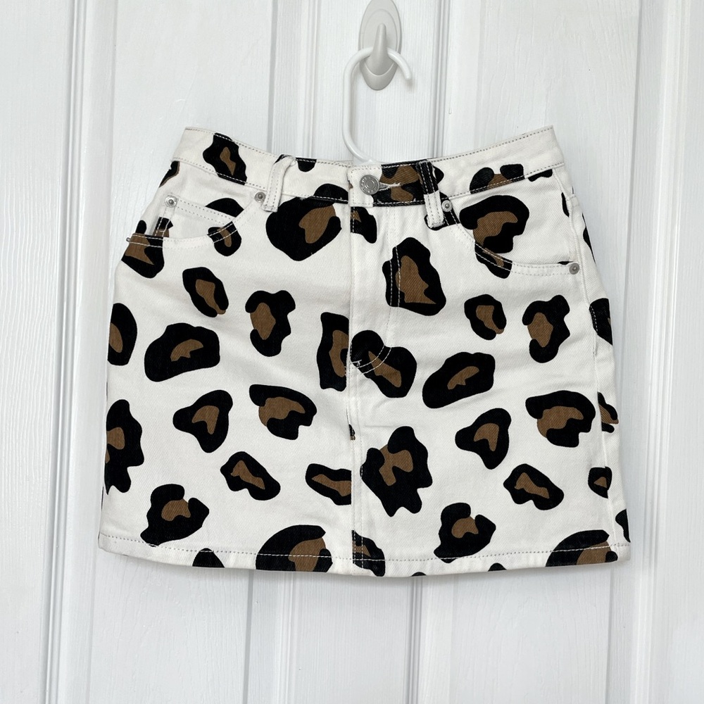 Sunset + Spring Leopard Print Denim Skirt